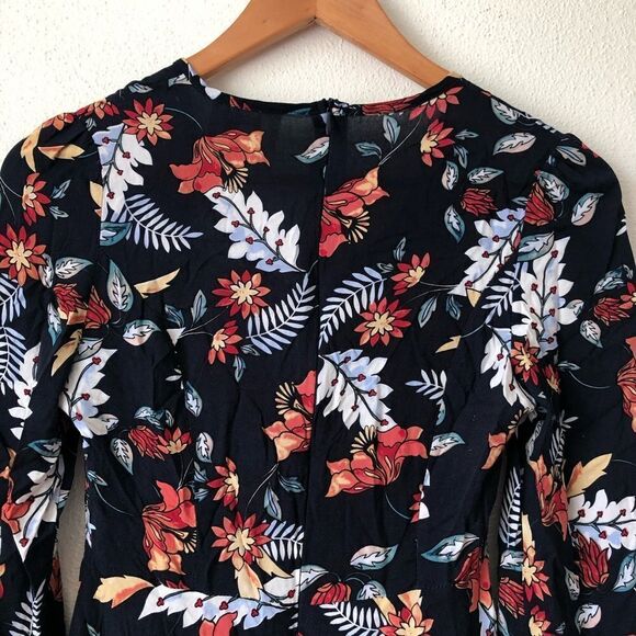 Jaase Boho Chic Floral Botanical Print Flowy Long Sleeve Bohemian Swing Dress XS - Picture 6 of 8